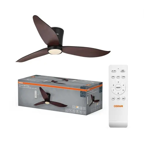 Ventilator de plafon Osram Fohn 1168, 41W, 1500lm, telecomanda, 3000/4000/6500K