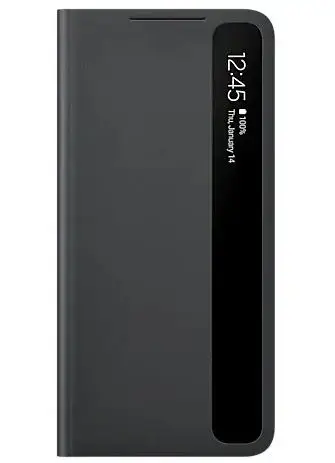 Husa Flip Cover Samsung EF-ZG990CBEGEE Clear View Cover pentru Samsung Galaxy S21 FE 5G (Gri)