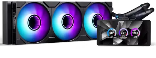 Cooler CPU PHANTEKS Glacier One 360M25, Racire cu lichid, Ecran IPS 6inch, 360mm, 3x M25G2 (Negru)