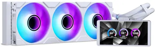Cooler CPU PHANTEKS Glacier One 360M25, Racire cu lichid, Ecran IPS 6inch, 360mm, 3x M25G2 (Alb)