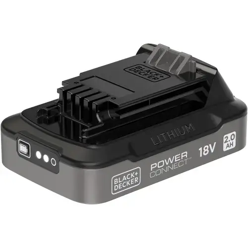 Acumulator Li-Ion 18V 2.0 Ah Black+Decker BDL2018S, compatibil cu toate uneltele POWERCONNECT, fara efect de memorie, indicator de incarcare LED, protectie supraincarcare si supraincalzire