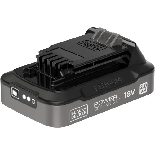 Acumulator Li-Ion 18V 2.0 Ah Black+Decker BDL2018S, compatibil cu toate uneltele POWERCONNECT, fara efect de memorie, indicator de incarcare LED, protectie supraincarcare si supraincalzire