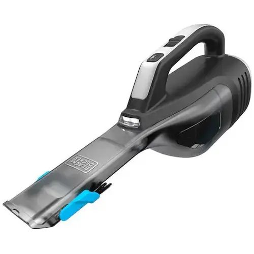 Aspirator portabil pentru casa si masina Black+Decker DVD320B dustbuster, fara sac, 12V, iluminare LED, indicator incarcare, acumulator Li-Ion 2 Ah, 24Wh, 600 ml, curatare usoara, autonomie pana la 16 minute, baza de incarcare inclusa