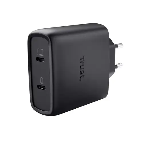 Incarcator retea Trust Maxo GaN, 65W, 2x USB-C, Negru