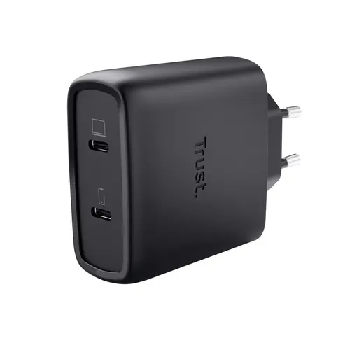 Incarcator retea Trust Maxo GaN, 65W, 2x USB-C, Negru
