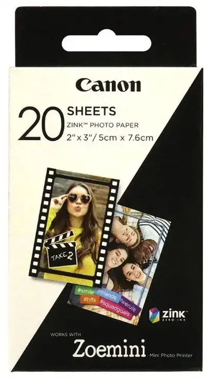 Hartie Foto Canon Zoemini Zink ZP-2030, 5 x 7.6 cm (20 coli)