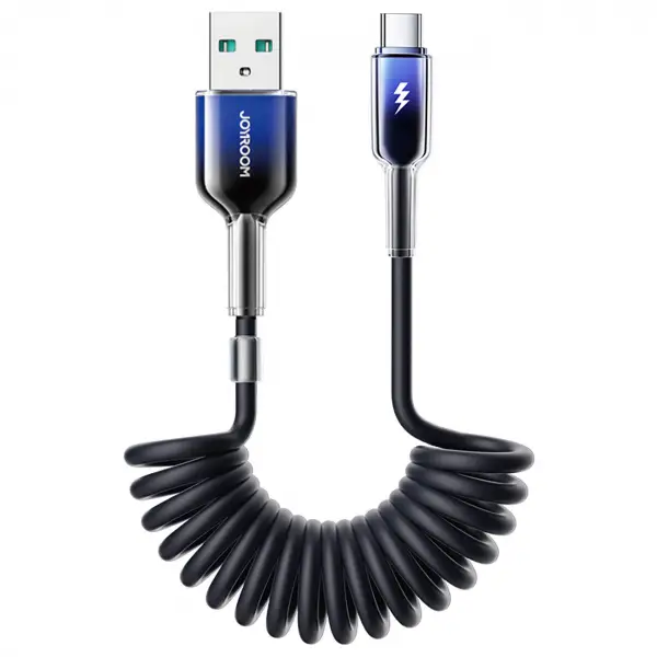 Cablu Date si Incarcare USB-A - USB-C Joyroom S-A43 Crystal, 60W, 1.5m, Negru