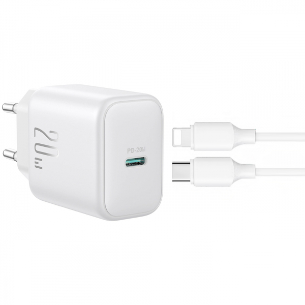 Incarcator Retea Cu Cablu Lightning Joyroom JR-TCF20, 20W, 3A, 1 x USB-C, Alb