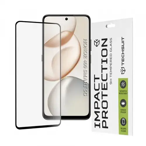 Folie de protectie Ecran Techsuit pentru Honor 400 Smart 4G / X7d 4G / 400 Smart 5G / X7c / 200 Smart, Sticla Securizata, Full Glue, 111D, Neagra
