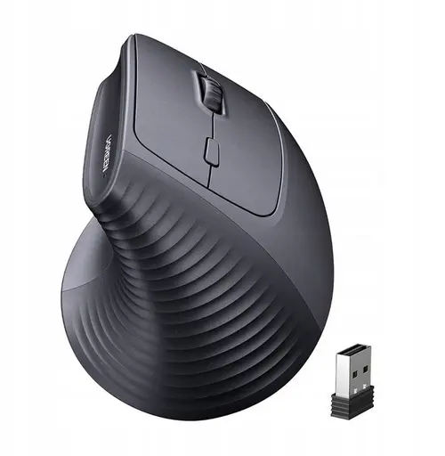 Mouse Wireless Vertical Ugreen UGR5727, 2.4GHz/Bluetooth, 1000-4000 DPI, 5 butoane (Negru)