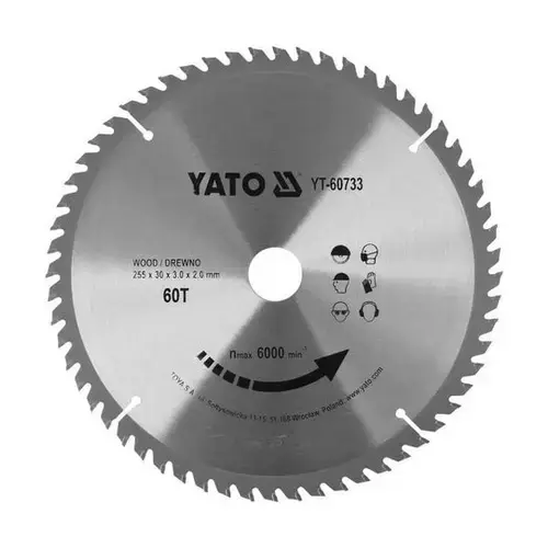 Disc circular pentru lemn Yato YT-60733 255X60TX30mm