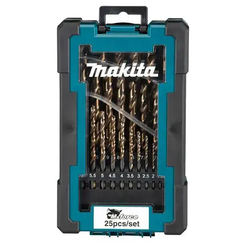 Set 25 burghie HSS M-Force 1-13mm Makita D-67599, cutie partial cauciucata