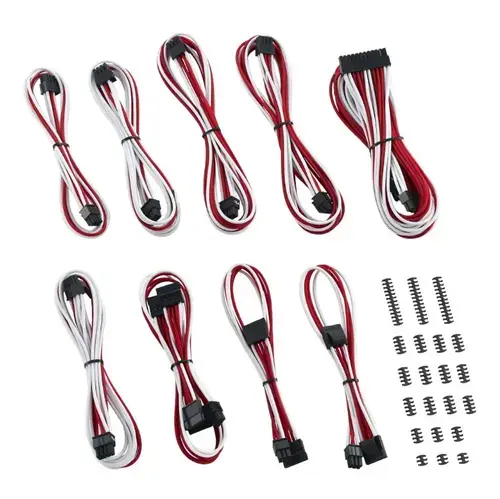 Kit cabluri sursa Cablemod CM-CSR-CKIT-NKWR-R C-Series ModMesh pentru Corsair RMi / RMx / RM (Alb/Rosu)
