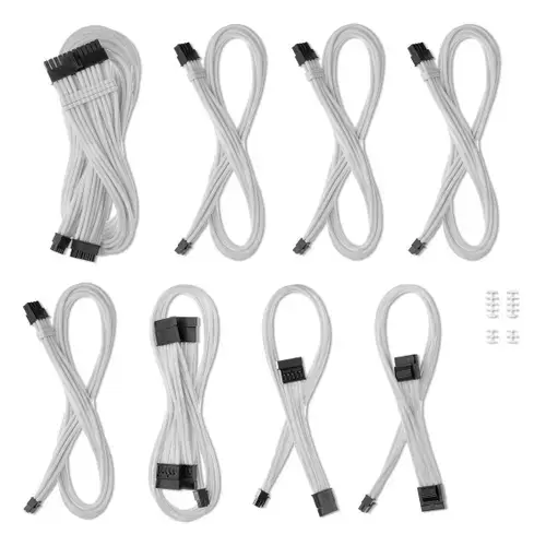 Kit cabluri sursa CableMod C-Series Pro ModMesh CM-PCSS-FKIT-NKW-R pentru Corsair RM, RMi, RMx (Alb)