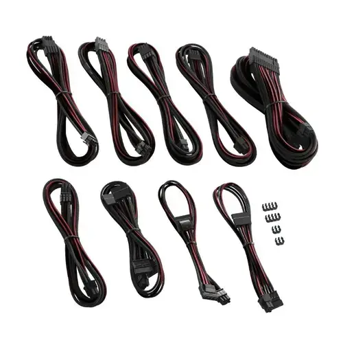 Kit cabluri sursa Cablemod CM-PCSI-FKIT-NKKBR-R C-Series PRO ModMesh pentru Corsair AXi / HXi / RM (Negru/Rosu)