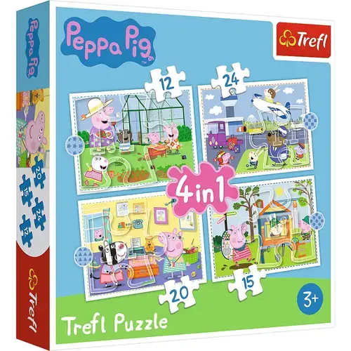 Puzzle Trefl 4 in 1 Peppa Pig, 12/15/20/24 piese