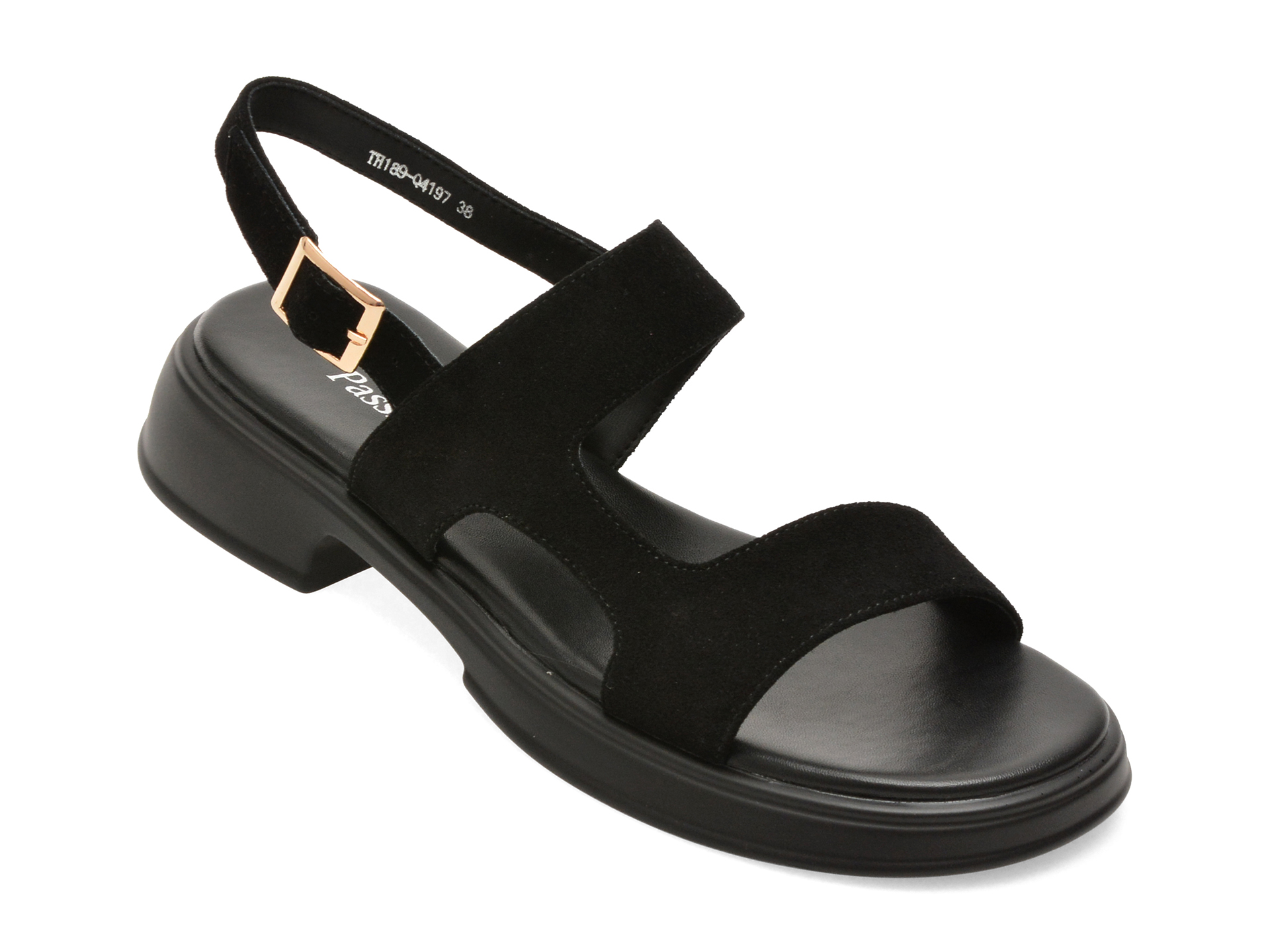 Sandale FLAVIA PASSINI negre, TH189, din piele intoarsa