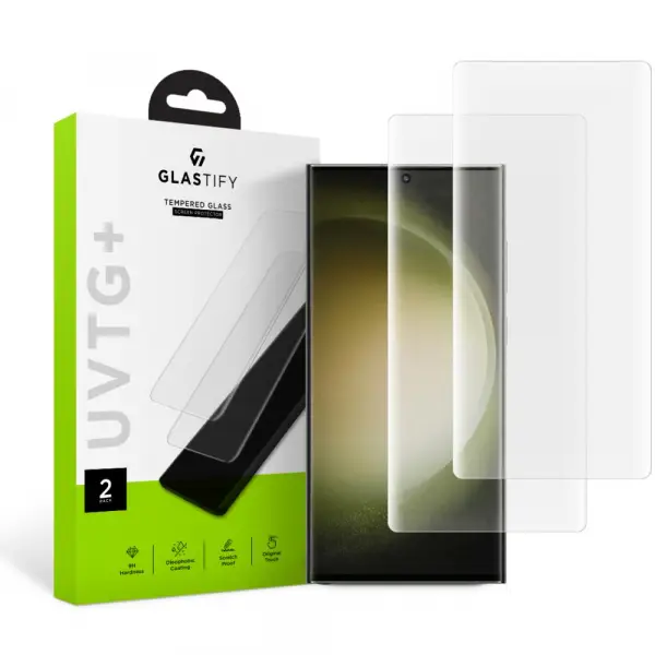 Folie de protectie Ecran GLASTIFY UVTG+ pentru Samsung Galaxy S23 Ultra S918, Sticla Securizata, UV Glue, Set 2 bucati