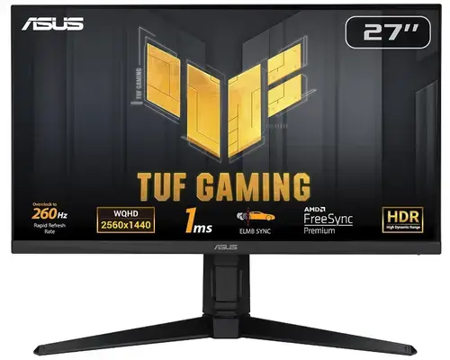 Monitor Gaming Fast IPS LED Asus 27inch VG27AQML1A, QHD (2560x1440), HDMI, DisplayPort, Boxe,  Pivot, 260 Hz, 1 ms (Negru)