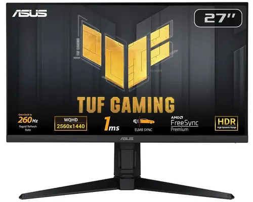 Monitor Gaming Fast IPS LED Asus 27inch VG27AQML1A, QHD (2560x1440), HDMI, DisplayPort, Boxe,  Pivot, 260 Hz, 1 ms (Negru)
