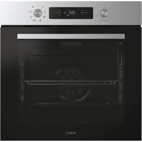 Cuptor incorporabil Candy Titanium CA6 NP3T3HTB, Electric, 78 litri, Curatare Hidrolitica, 9 functii, Butoane Push-pull, Softclose, Clasa A+ (Inox)