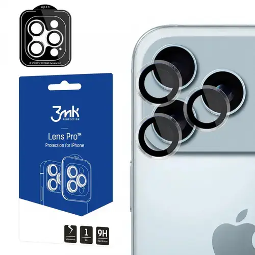 Folie de protectie Camera Spate 3MK Protection Pro pentru Apple iPhone 17 Pro Max / 17 Pro, Sticla Securizata