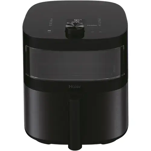 Friteuza cu aer cald Haier HAF5TWA3 011, 7l (4 portii), 2000W, 9 functii, temperatura 40-200C, display led, tava de copt, al doilea raft, vas pentru gatire omogena (Negru)