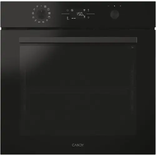 Cuptor incorporabil Candy Bake 800 Titanium CA6 NP5B3YTB, Electric, 78 litri, Curatare Pirolitica & Hidrolitica, WiFi, 12 functii, Butoane Push-pull, Display, Softclose, Raft telescopic, Clasa A++ (Negru)
