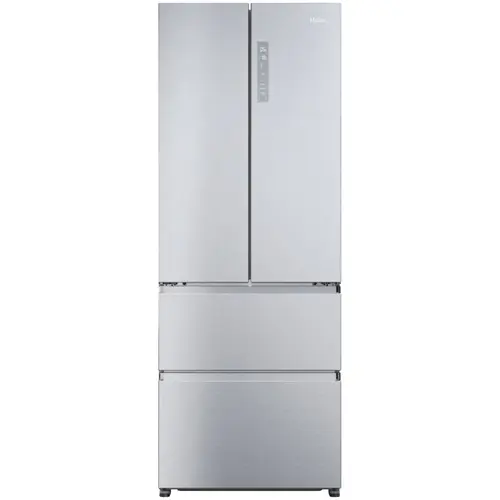 Side by Side Haier HFR5719ENMG, 446 L, Total No Frost, Display touch, My zone plus, Raft vinuri pliabil, Clasa E, H 190 cm (Argintiu)