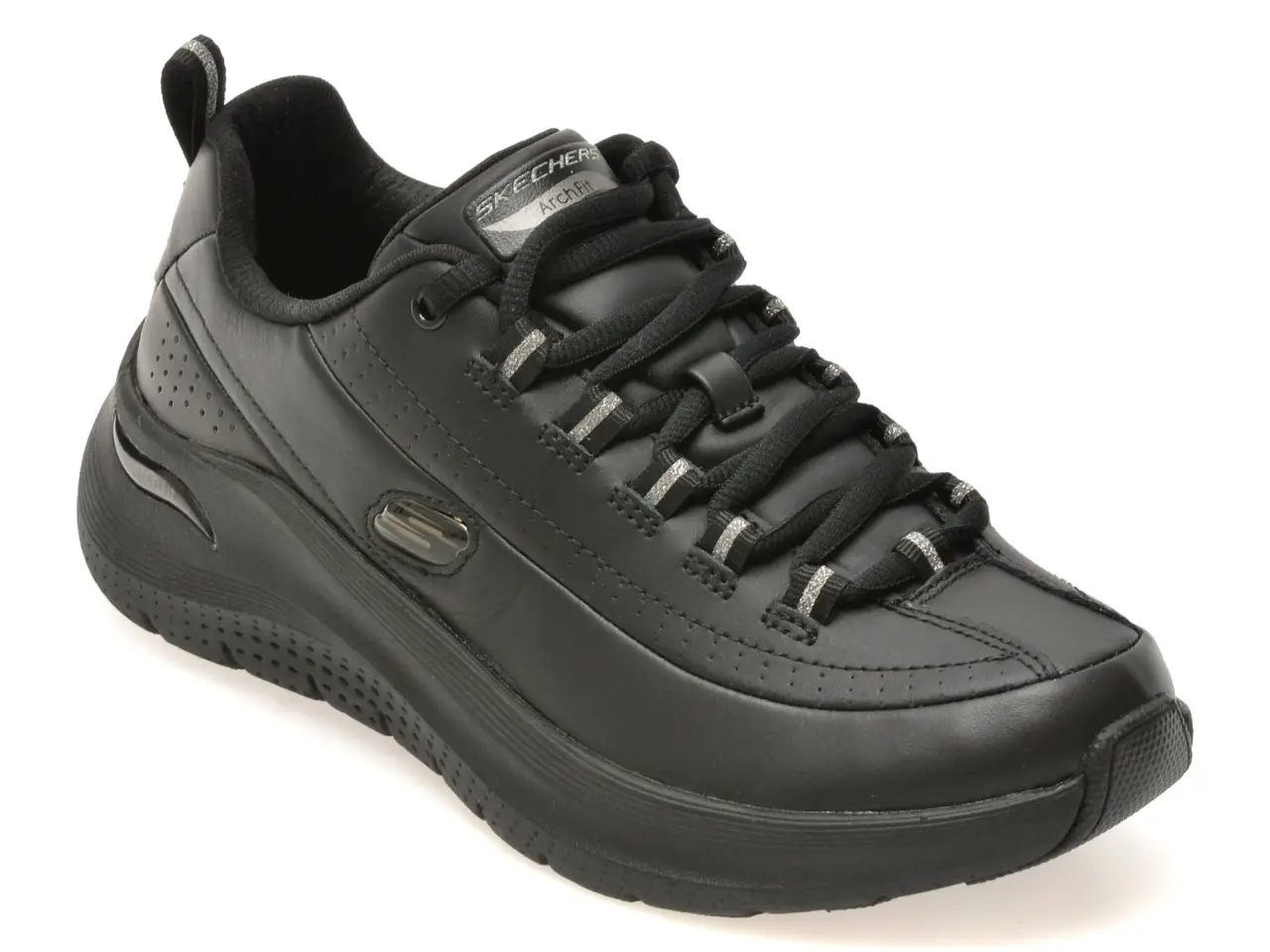 Pantofi sport SKECHERS negri, ARCH FIT 2.0, din piele ecologica