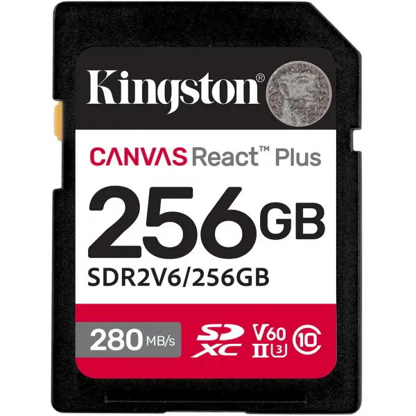 Card Memorie SDXC Kingston Canvas React Plus, 256Gb, Clasa 10 / UHS-2 U3 SDR2V6/256GB