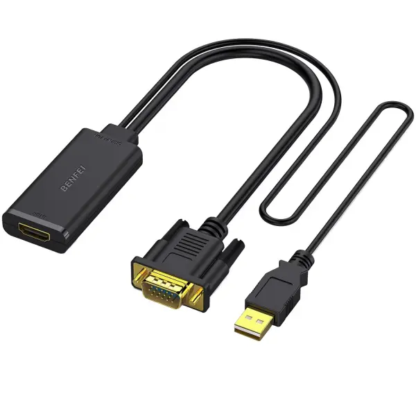 Adaptor Video Benfei, VGA - HDMI, 1080P, Negru