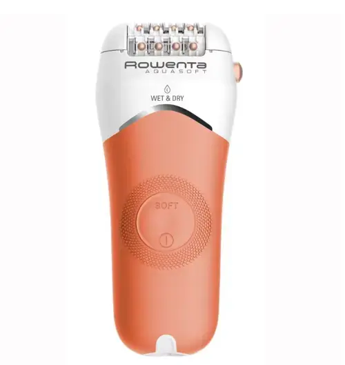 Epilator Rowenta AquaSoft EP4920F0, 4.5W, 40 min autonomie, Wet&Dry, 4 accesorii, Skin Respect technology (Corai/Alb)