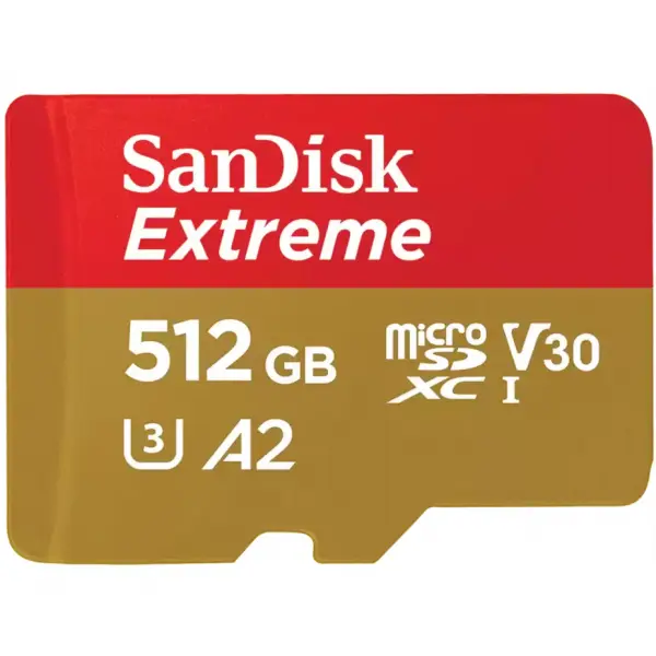 Card Memorie microSDXC SanDisk Extreme, 512Gb, Clasa 10 / UHS-1 U3 SDSQXAV-512G-GN6MN