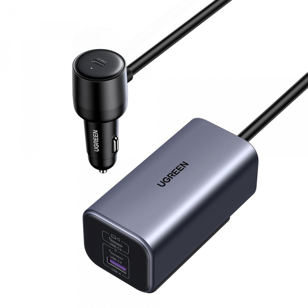 Incarcator Auto UGREEN EC706, 150W, 5A, 1 x USB-A - 3 x USB-C, Negru