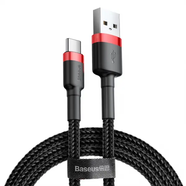 Cablu Date si Incarcare USB-A - USB-C Baseus Cafule, 18W, 3m, Rosu CATKLF-U91