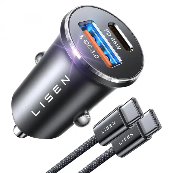 Incarcator Auto Cu Cablu USB-C Lisen, 83W, 3.25A, 1 x USB-A - 1 x USB-C, Argintiu YL0223110003