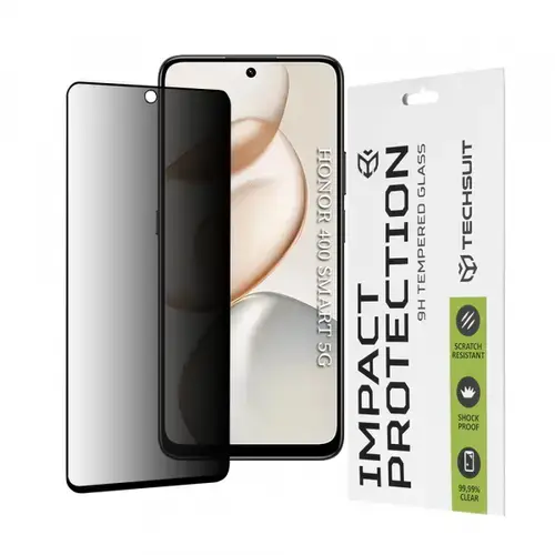 Folie de protectie Ecran Privacy Techsuit pentru Honor 400 Smart 4G / X7d 4G / 400 Smart 5G / X7c / 200 Smart / X7b 5G, Sticla Securizata, Full Glue, 111D