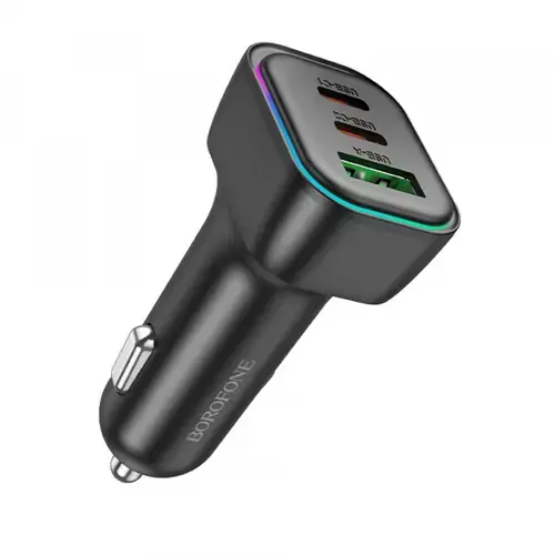 Incarcator Auto Borofone BZ28C Trophie, 60W, 3A, 1 x USB-A, 2 x USB-C (Negru)