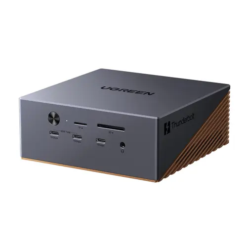 Docking Station UGREEN 17-in-1 Thunderbolt 5 Revodok Maxidok, 8TB, Dual 6K/8K Display pentru Mac & Windows, 2.5G Ethernet (Gri)
