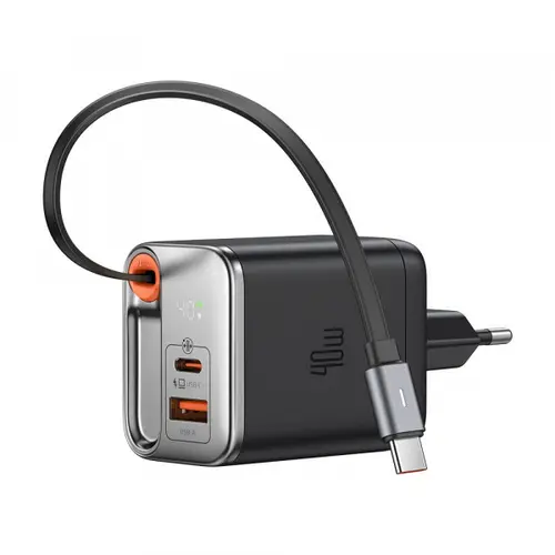 Incarcator retea McDodo CH-4281 FreeGo Display, 40W, 1 x USB-A - 1 x USB-C (Negru)
