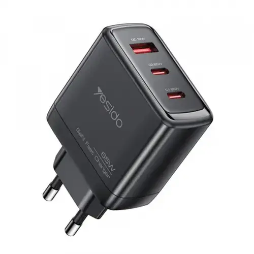 Incarcator Retea Yesido YC144, 65W, 3.25A, 1 x USB-A - 2 x USB-C (Negru)