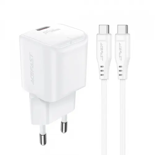Incarcator Retea Cu Cablu USB-C Acefast A77, 30W, 3A, 1 x USB-C (Alb)