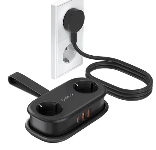 Prelungitor Orico APP, 2 x Schuko - 2 x USB-A - 1 x USB-C, Negru