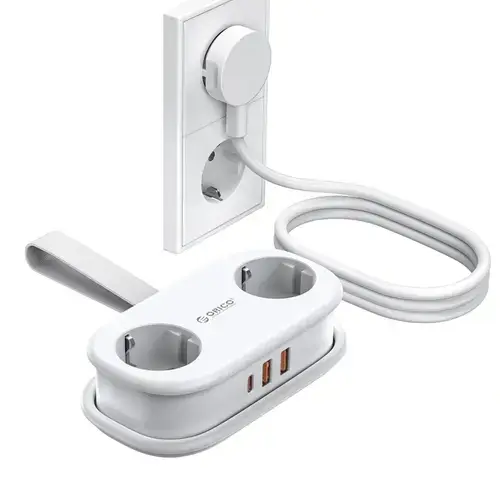 Prelungitor Orico APP, 2 x Schuko - 2 x USB-A - 1 x USB-C, Alb