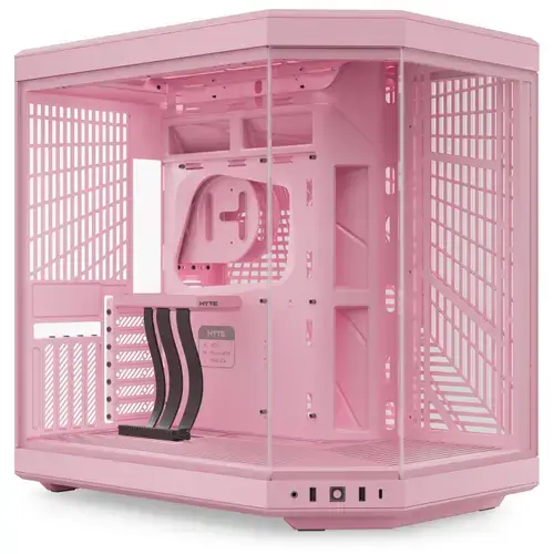 Carcasa HYTE Y70, Dual Chamber, Middle Tower, Fara sursa, Sticla Securizata, ATX + Cablu riser PCIe inclus (Roz)