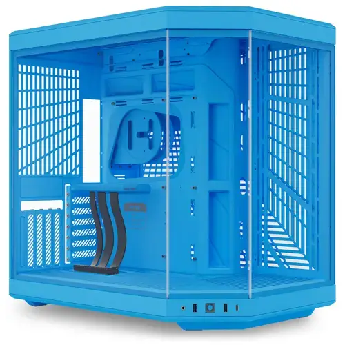 Carcasa HYTE Y70, Dual Chamber, Middle Tower, Fara sursa, Sticla Securizata, ATX + Cablu riser PCIe inclus (Albastru)