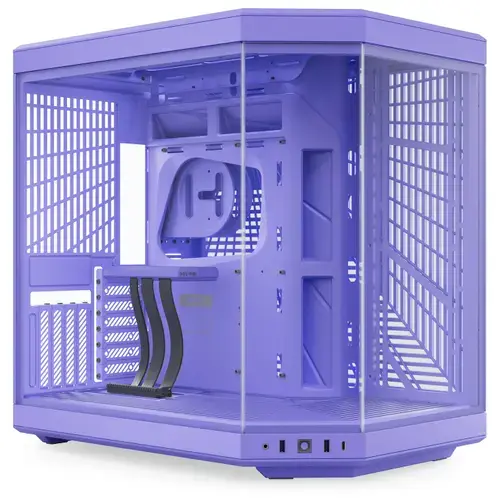 Carcasa HYTE Y70, Dual Chamber, Middle Tower, Fara sursa, Sticla Securizata, ATX + Cablu riser PCIe inclus (Violet)