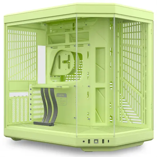 Carcasa HYTE Y70, Dual Chamber, Middle Tower, Fara sursa, Sticla Securizata, ATX + Cablu riser PCIe inclus (Verde)