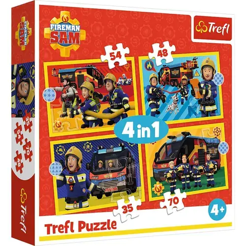 Puzzle Trefl 4in1 Pompier cu Sirena
